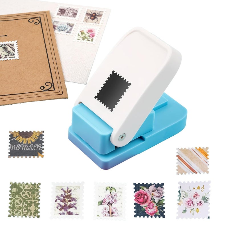 BAOFALI Stamp Puncher Rectangular Postage Stamp Punch 1X0.8inch, Stamp Hole Puncher Scalloped Rectangle Lever Action Paper Punches for Crafting Scrapbooking DIY Card Making Arts Crafts Supplies - Image 1